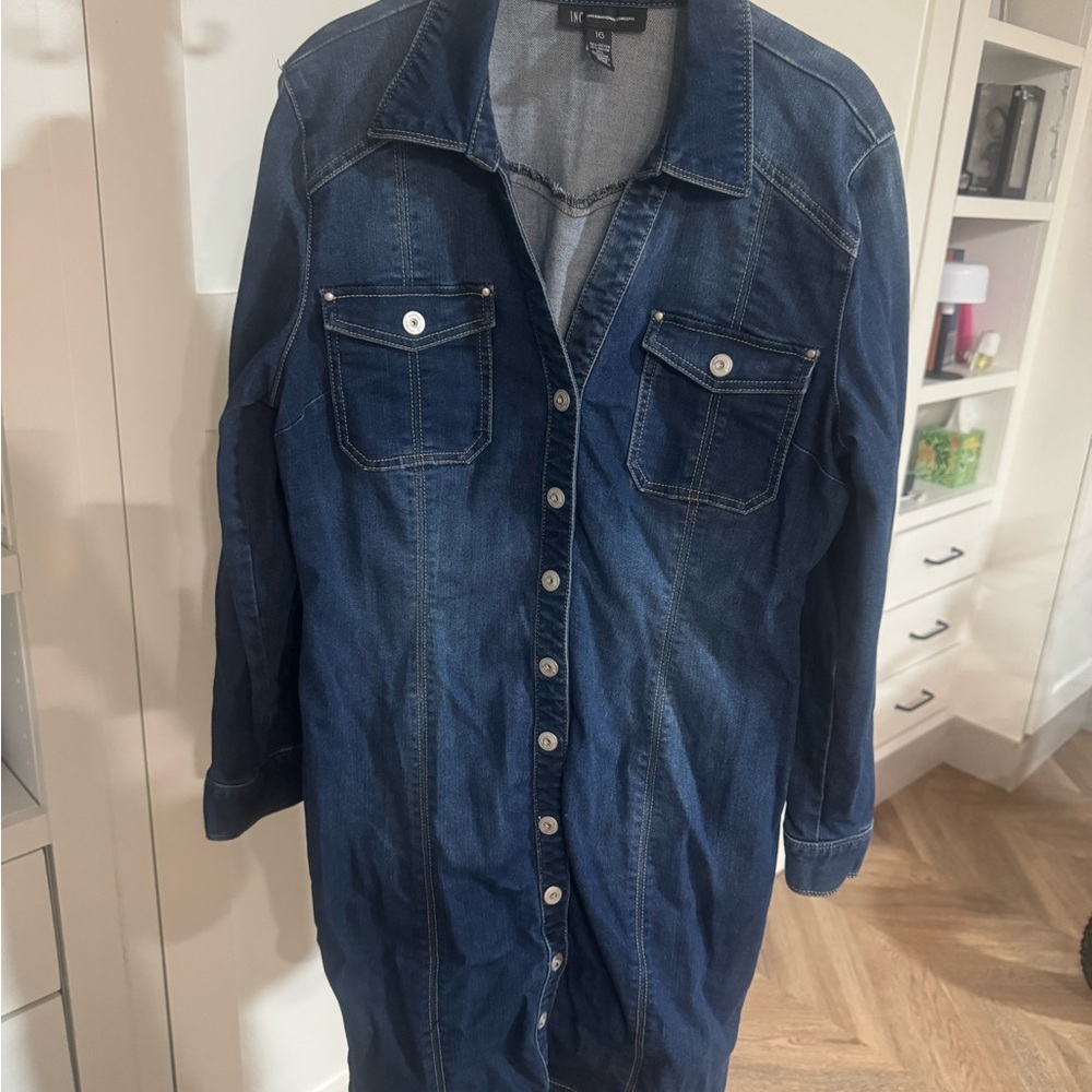 INC International Concepts Dark Blue Denim Dress